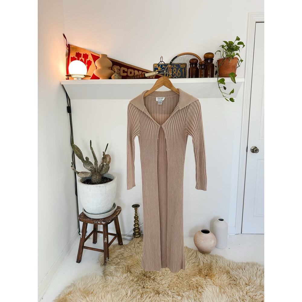 Vintage Y2K Clio Petites Brown Long Sweater Dress Cover Size Small Petite